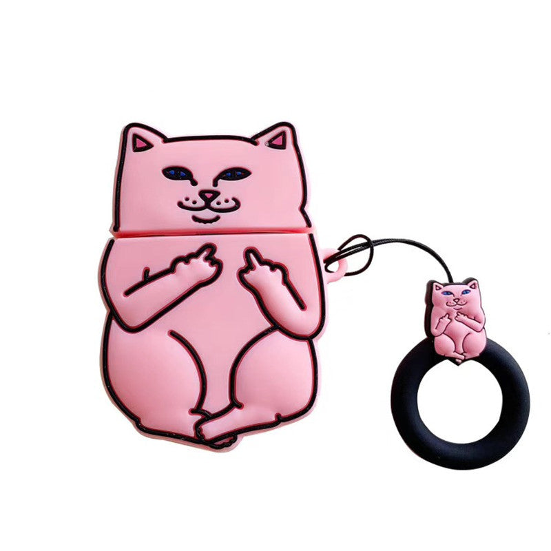 Funny Cat Middle Finger Case for Apple AirPods